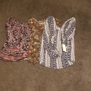 Bundle of 3 off the shoulder boho tops